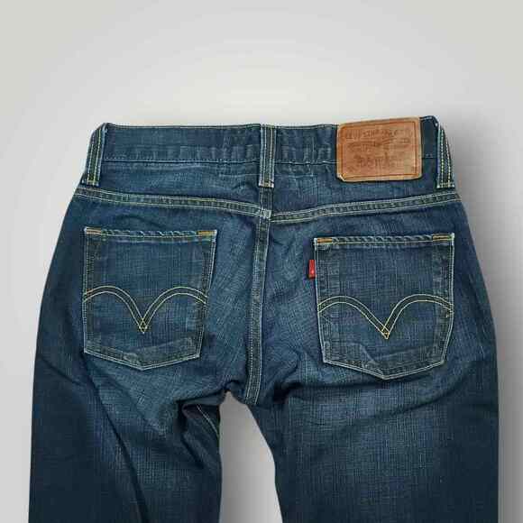Levis 511 Jeans Mens 29x30 Y2K Skinny Low Rise Whiskered Distressed Dark Wash - Picture 4 of 14